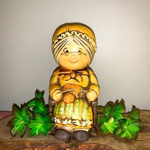 UNESCO Vintage 60's painted Mache granny bank. Made by Unesco for bank promotion